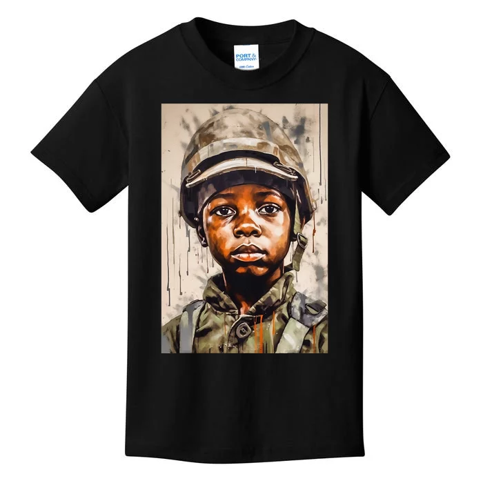 Military Minded Street Soldier Urban Warrior Black Kids T-Shirt