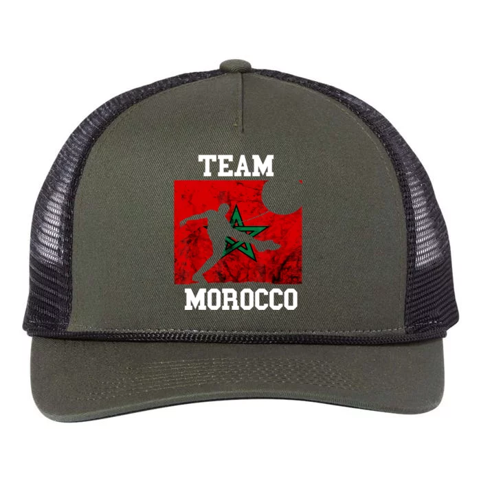 Morocco Moroccan Soccer Team Moroccan Pride Morocco Flag Retro Rope Trucker Hat Cap