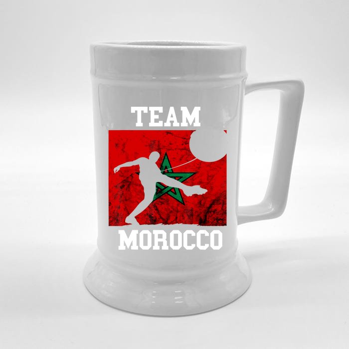 Morocco Moroccan Soccer Team Moroccan Pride Morocco Flag Front & Back Beer Stein