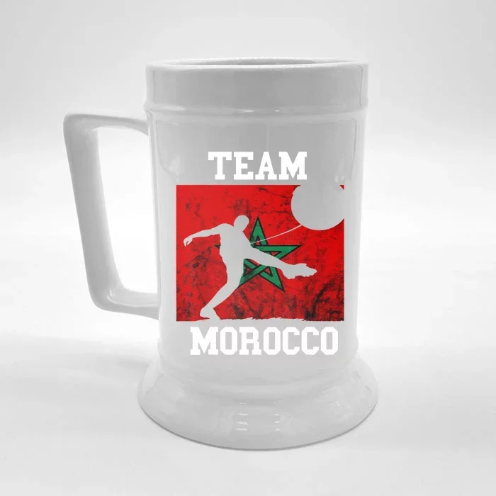 Morocco Moroccan Soccer Team Moroccan Pride Morocco Flag Front & Back Beer Stein