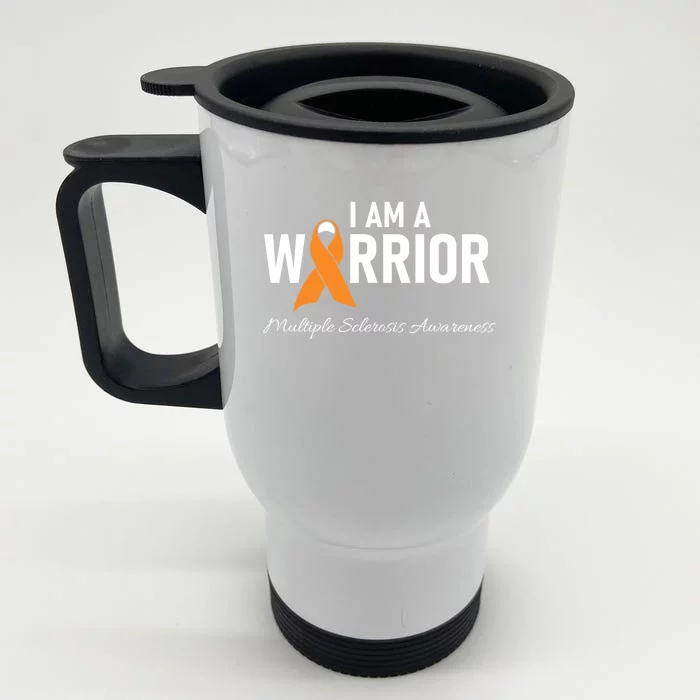 Ms Multiple Sclerosis Awareness Orange Ribbon Gift Front & Back Stainless Steel Travel Mug