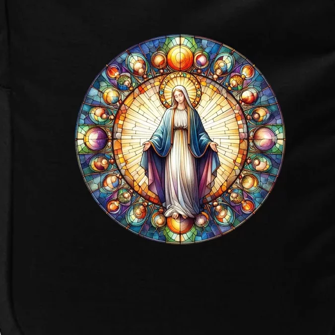 Mother Mary Stained Glass Collection: Mother Of God Jesus Christ Catholic Impact Tech Backpack