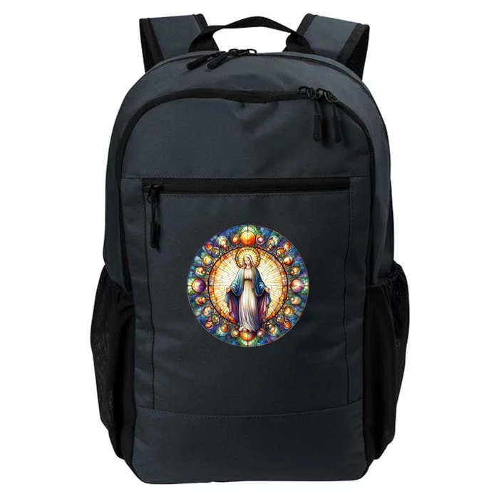 Mother Mary Stained Glass Collection: Mother Of God Jesus Christ Catholic Daily Commute Backpack