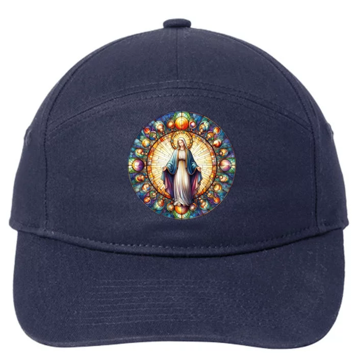 Mother Mary Stained Glass Collection: Mother Of God Jesus Christ Catholic 7-Panel Snapback Hat