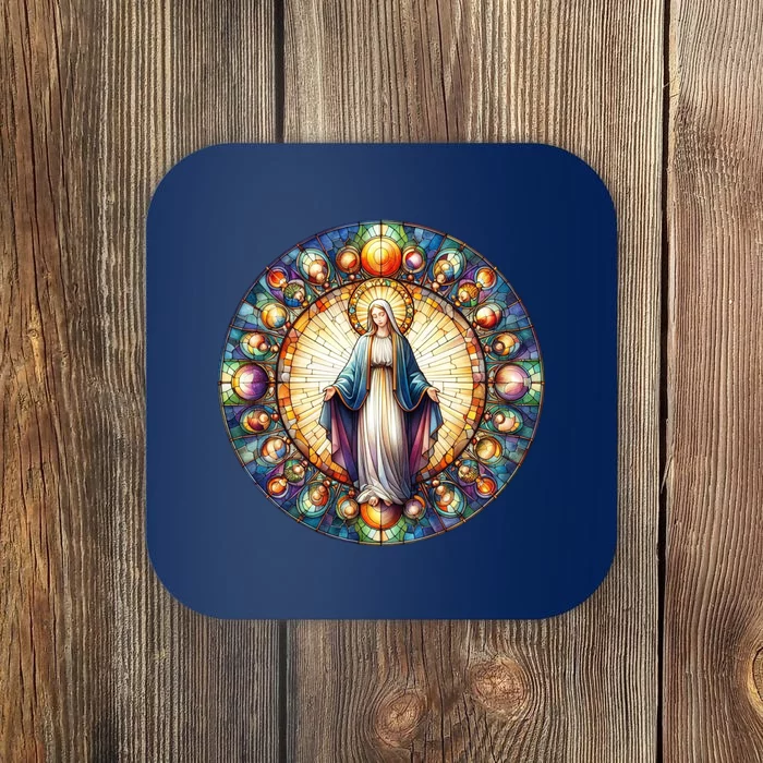 Mother Mary Stained Glass Collection: Mother Of God Jesus Christ Catholic Coaster