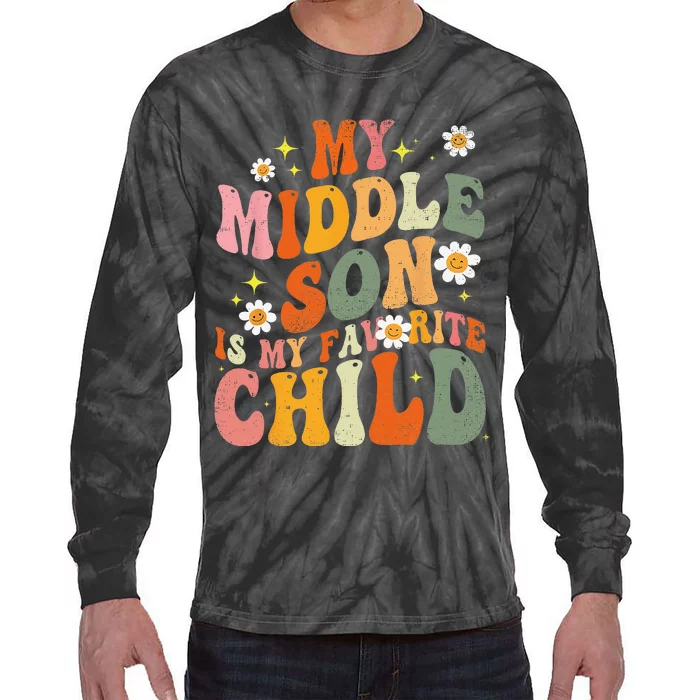 My Middle Son Is My Favorite Funny Parent Daisy Tie-Dye Long Sleeve Shirt