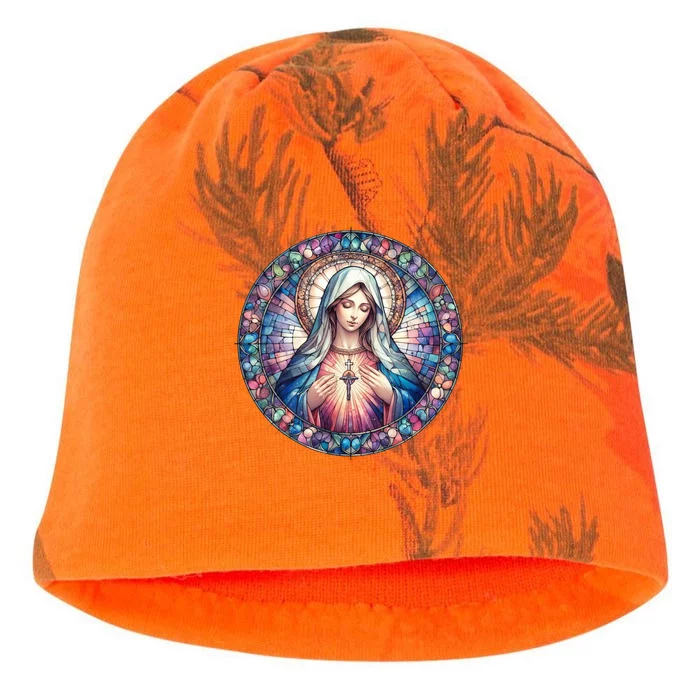 Mother Mary Stained Glass Collection: Heart God Jesus Christ Cross Catholic Kati - Camo Knit Beanie