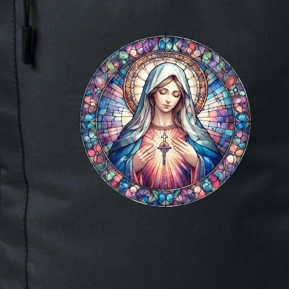 Mother Mary Stained Glass Collection: Heart God Jesus Christ Cross Catholic Daily Commute Backpack