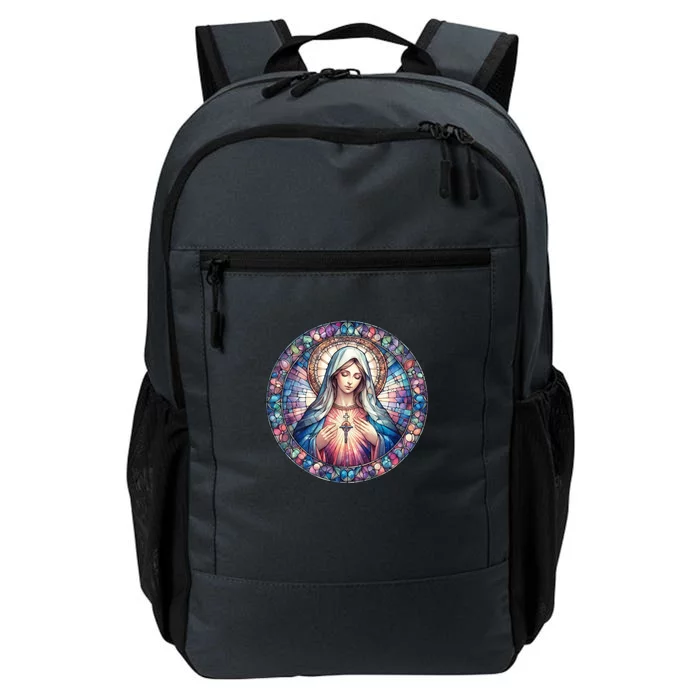 Mother Mary Stained Glass Collection: Heart God Jesus Christ Cross Catholic Daily Commute Backpack