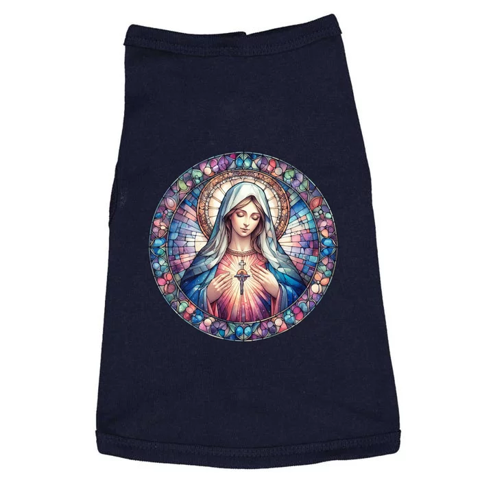 Mother Mary Stained Glass Collection: Heart God Jesus Christ Cross Catholic Doggie Tank