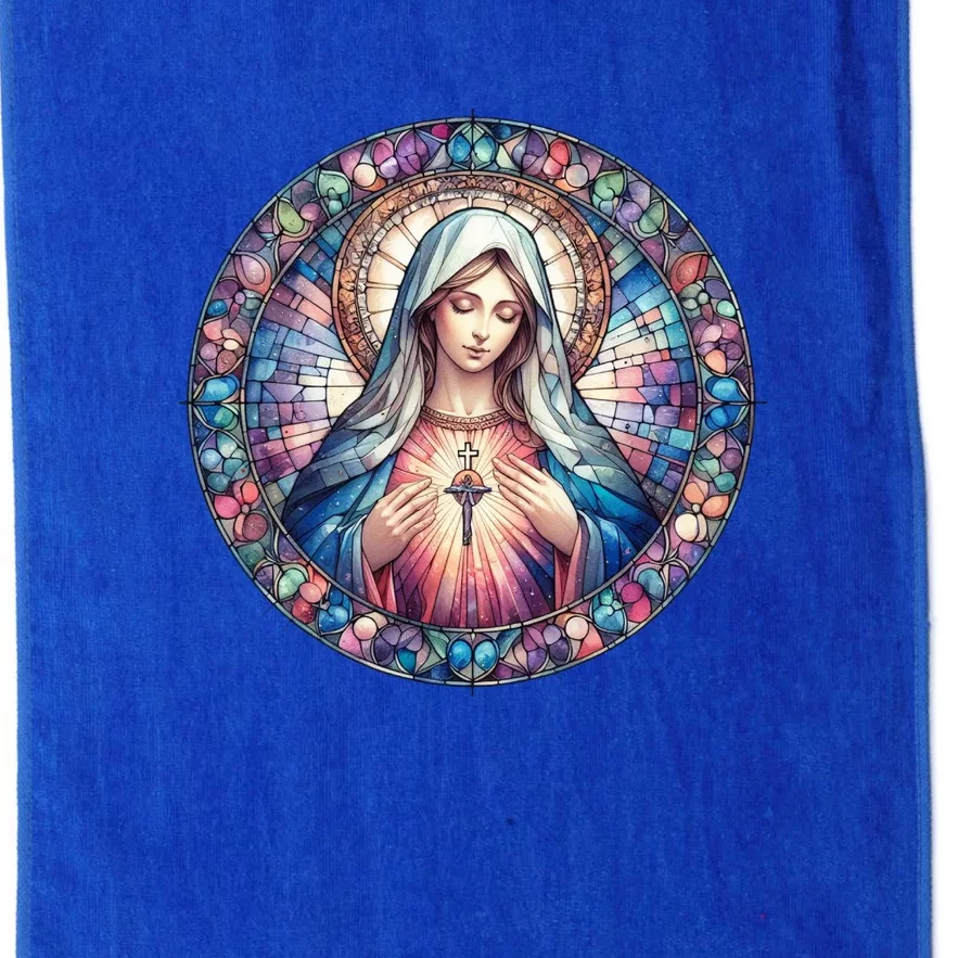 Mother Mary Stained Glass Collection: Heart God Jesus Christ Cross Catholic Platinum Collection Golf Towel