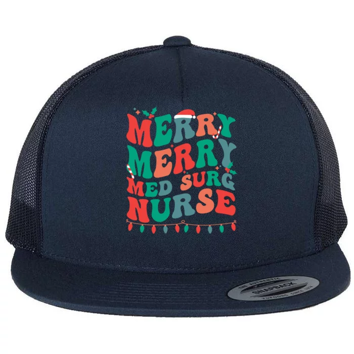 Merry Med Surg Nurse Christmas MedicalSurgical Nurse Xmas Gift Flat Bill Trucker Hat