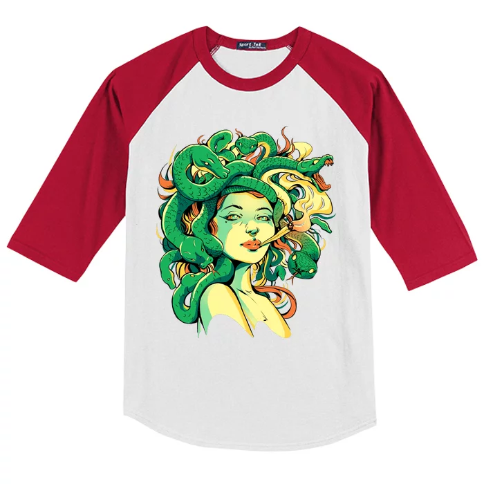 Medusa Marijuana Stoner Kids Colorblock Raglan Jersey