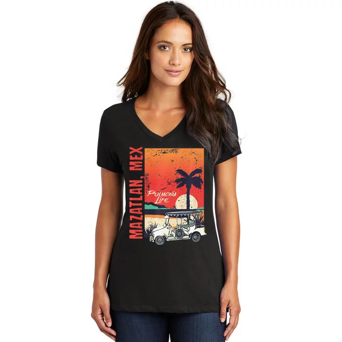 Mazatlan Mexico Sinaloa Pulmonia Vacation Cruise Souvenir Women's V-Neck T-Shirt