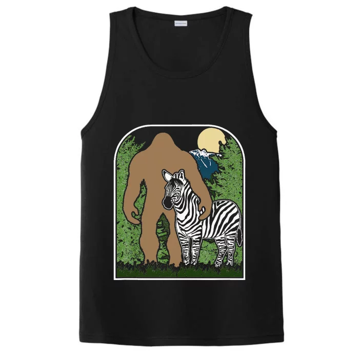 Mount Mt Si Forest Bigfoot Protecting Zebra Performance Tank