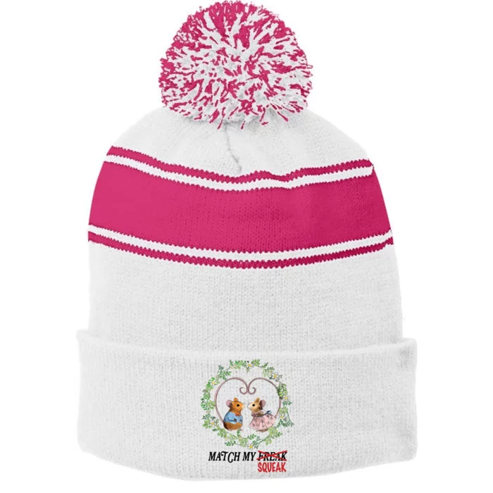 Match My Squeak Stripe Pom Pom Beanie