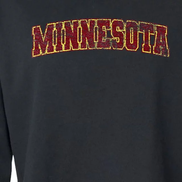 Minnesota Mn State Varsity Style Faded Design Cropped Pullover Crew