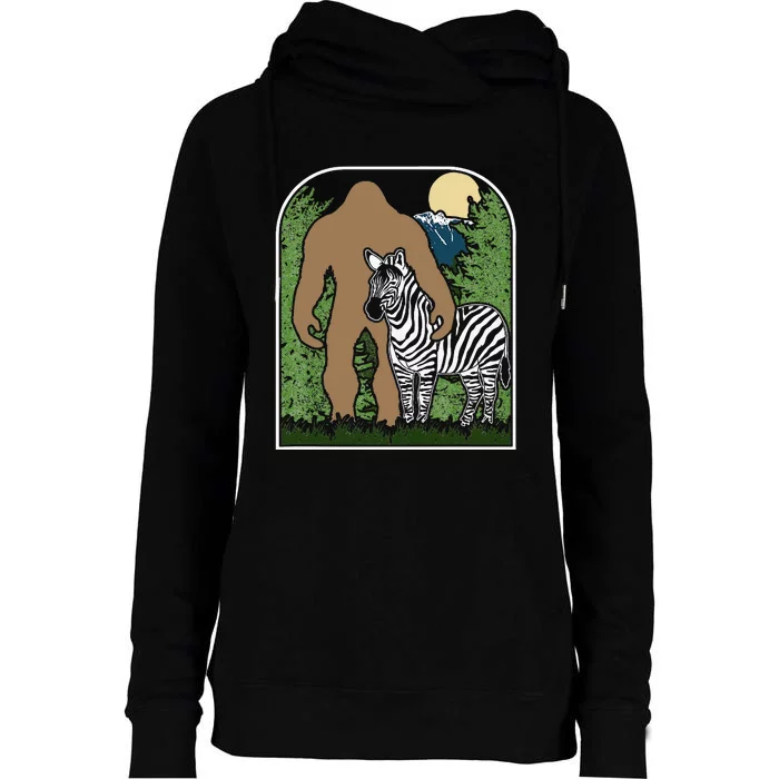 Mount Mt Si Forest Bigfoot Protecting Zebra Womens Funnel Neck Pullover Hood