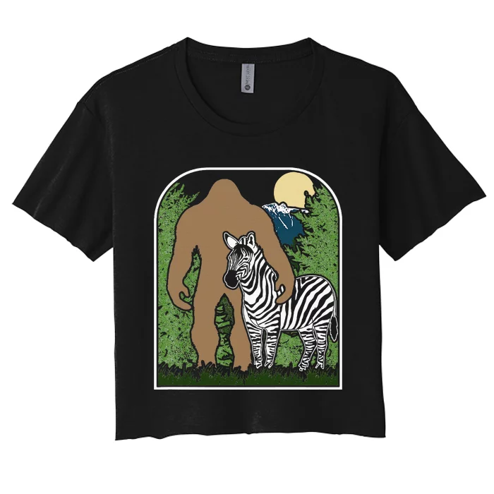 Mount Mt Si Forest Bigfoot Protecting Zebra Women's Crop Top Tee