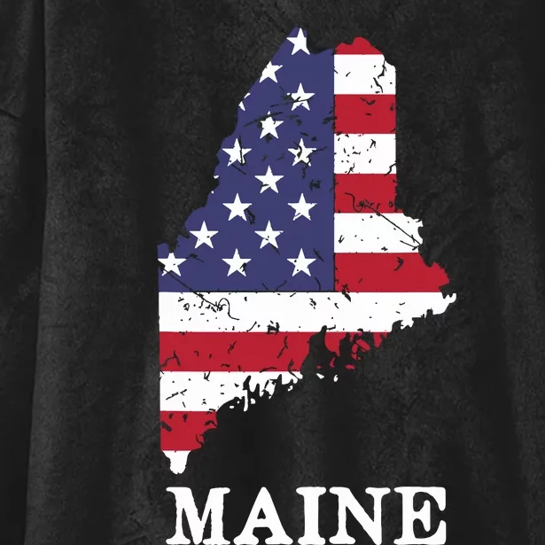 Maine Map State American Flag 4th Of July Pride Hooded Wearable Blanket