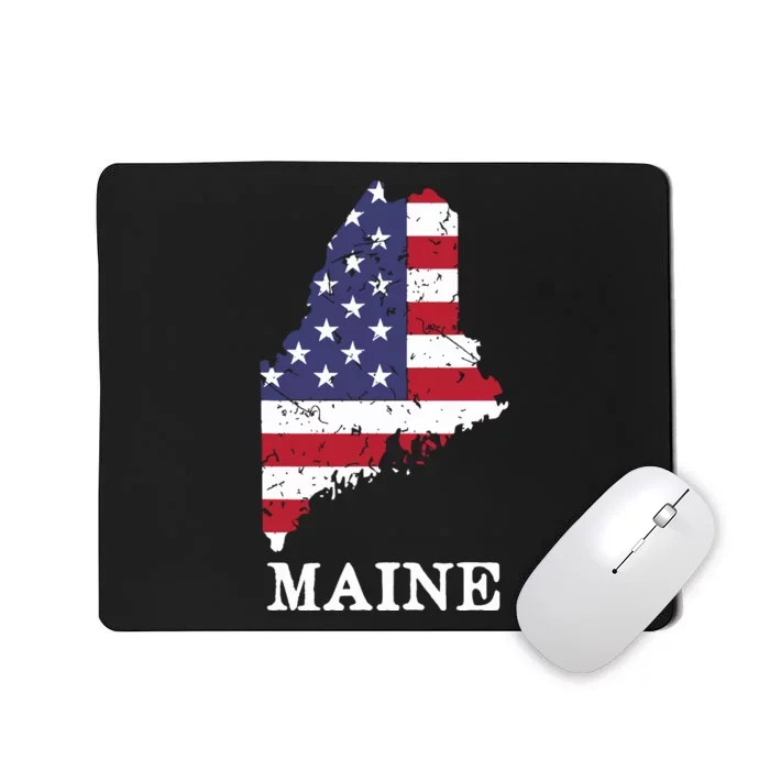 Maine Map State American Flag 4th Of July Pride Mousepad