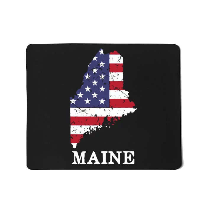 Maine Map State American Flag 4th Of July Pride Mousepad