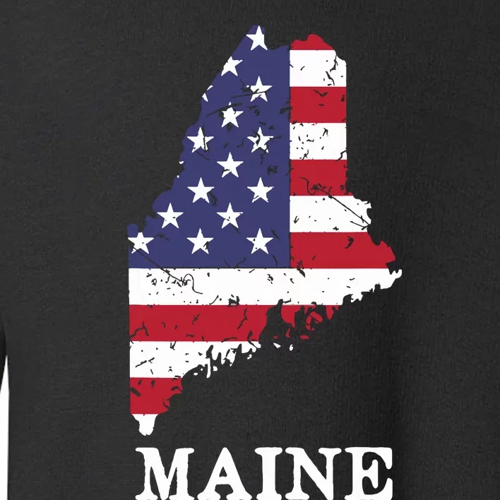 Maine Map State American Flag 4th Of July Pride Toddler Sweatshirt