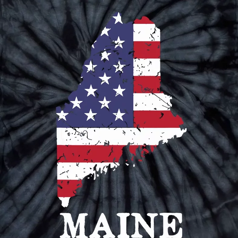 Maine Map State American Flag 4th Of July Pride Tie-Dye T-Shirt