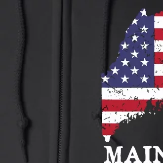 Maine Map State American Flag 4th Of July Pride Full Zip Hoodie