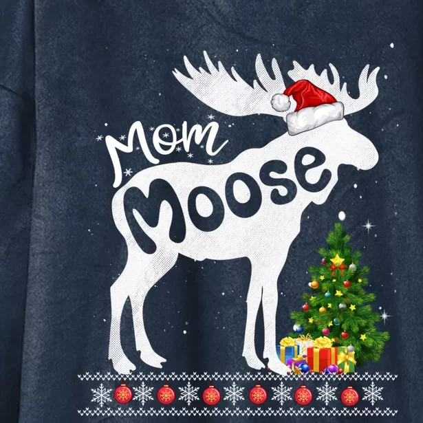 Mom Moose Santa Hat Christmas Matching Pajama Family Holiday Gift Hooded Wearable Blanket