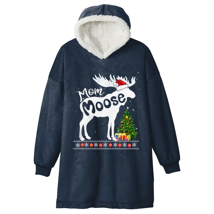 Mom Moose Santa Hat Christmas Matching Pajama Family Holiday Gift Hooded Wearable Blanket