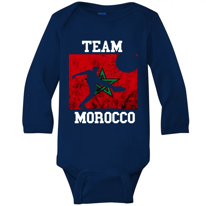 Morocco Moroccan Soccer Team Moroccan Pride Morocco Flag Meaningful Gift Baby Long Sleeve Bodysuit