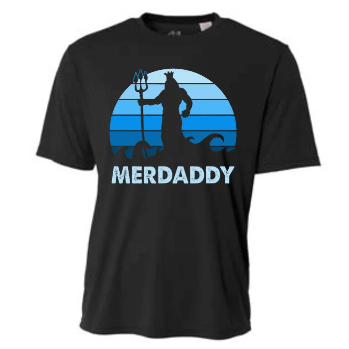 Merdaddy Mermaid Security Merman Daddy Fathers Day Swimmer Cooling Performance Crew T-Shirt