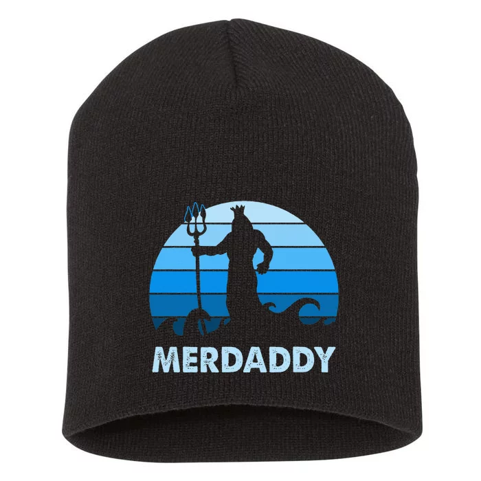 Merdaddy Mermaid Security Merman Daddy Fathers Day Swimmer Short Acrylic Beanie