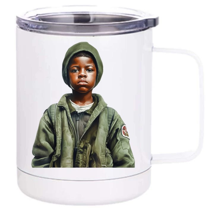 Military Minded Street Soldier Urban Warrior Black Boy Front & Back 12oz Stainless Steel Tumbler Cup