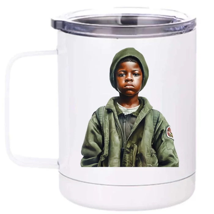 Military Minded Street Soldier Urban Warrior Black Boy Front & Back 12oz Stainless Steel Tumbler Cup