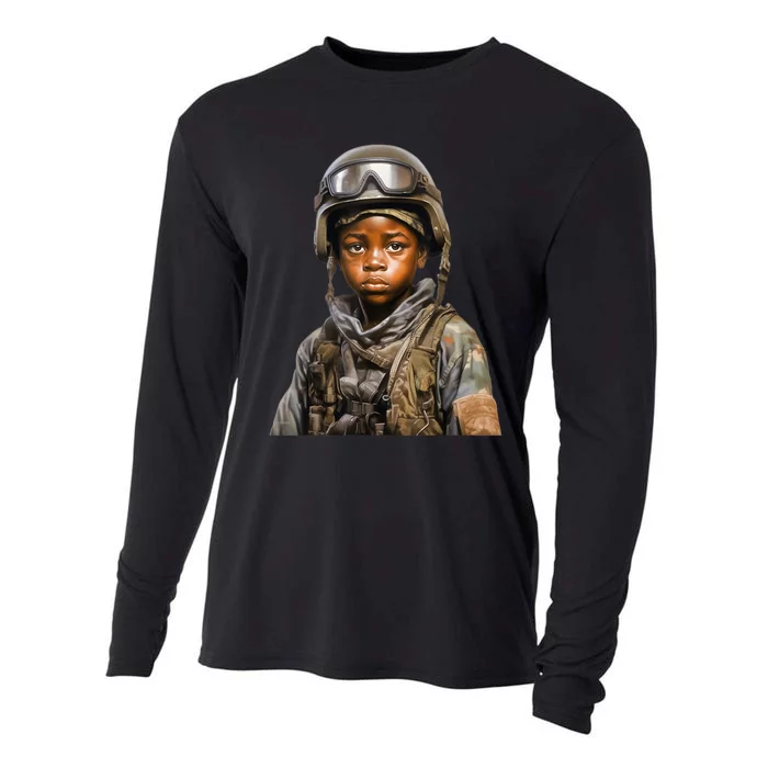 Military Minded Street Soldier Urban Warrior Black Boy Cooling Performance Long Sleeve Crew