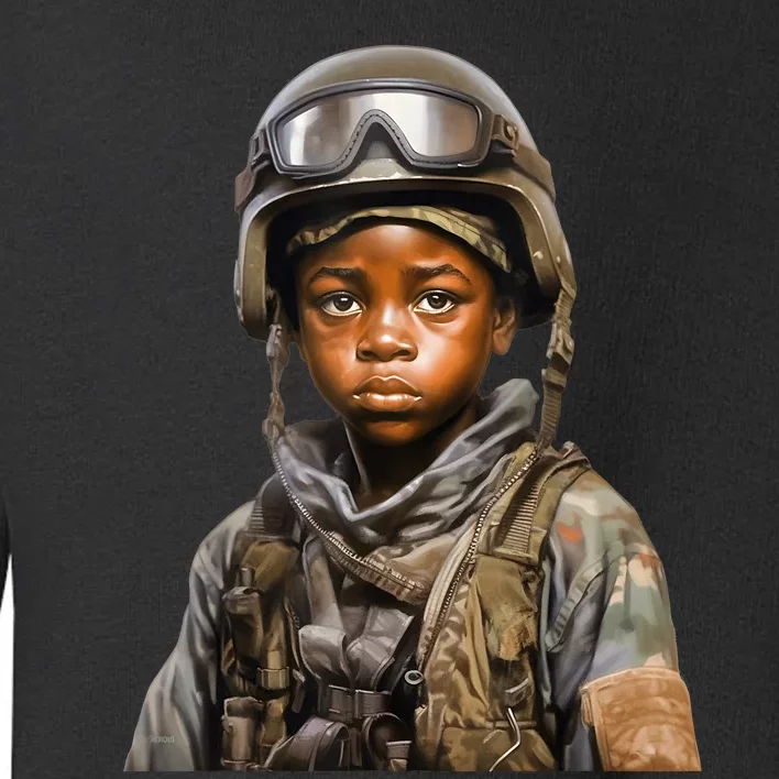 Military Minded Street Soldier Urban Warrior Black Boy Toddler Sweatshirt