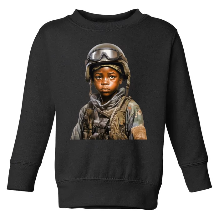 Military Minded Street Soldier Urban Warrior Black Boy Toddler Sweatshirt