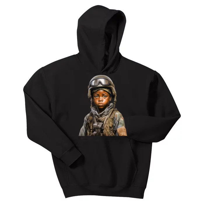 Military Minded Street Soldier Urban Warrior Black Boy Kids Hoodie