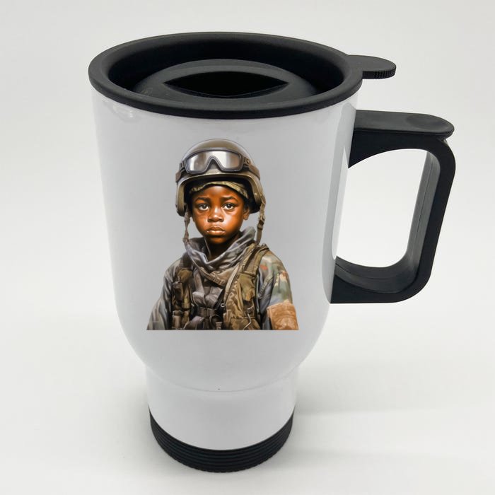 Military Minded Street Soldier Urban Warrior Black Boy Front & Back Stainless Steel Travel Mug