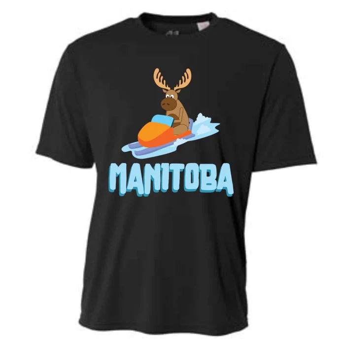 Manitoba Moose Snowmobile Sled Gift For Riders Great Gift Cooling Performance Crew T-Shirt