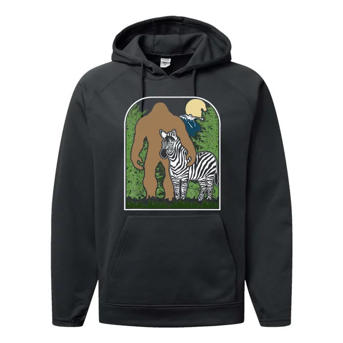 Mount Mt Si Forest Bigfoot Protecting Zebra Performance Fleece Hoodie