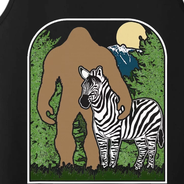 Mount Mt Si Forest Bigfoot Protecting Zebra Performance Tank