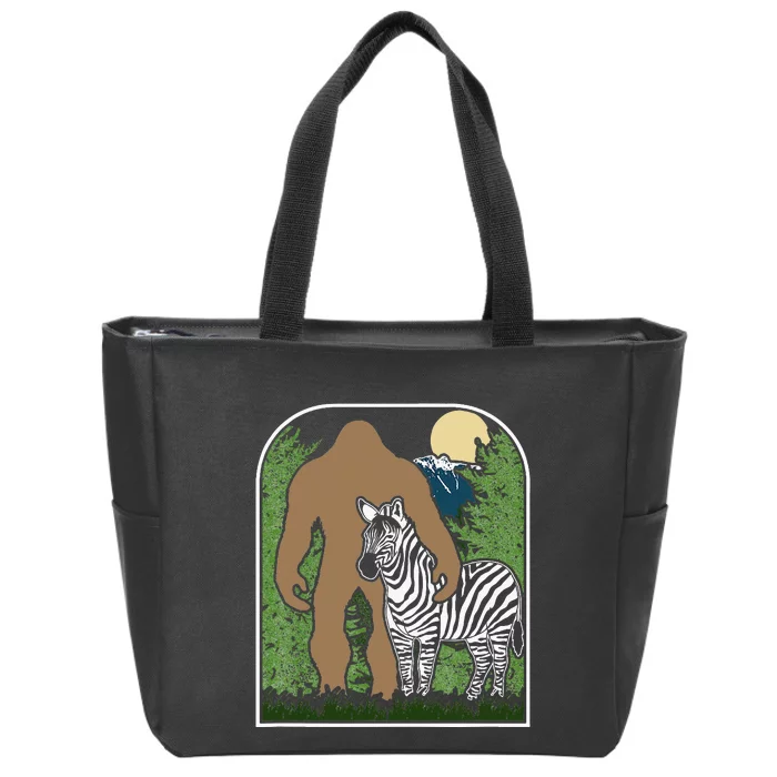 Mount Mt Si Forest Bigfoot Protecting Zebra Zip Tote Bag