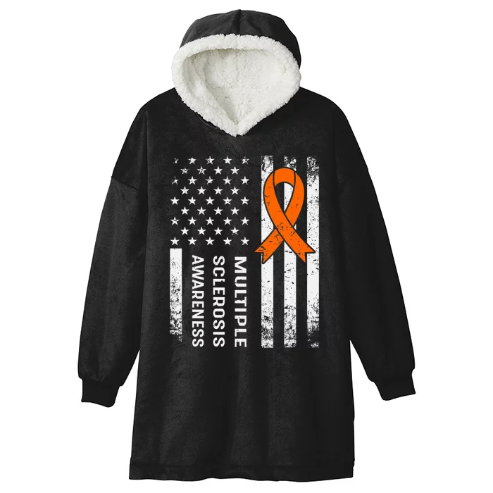 MS Multiple Sclerosis Awareness Orange Ribbon Hooded Wearable Blanket