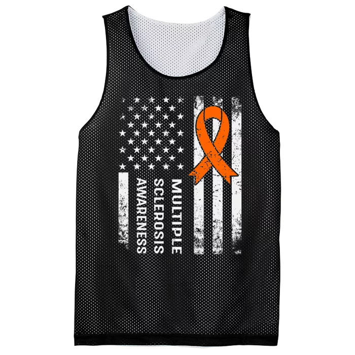 MS Multiple Sclerosis Awareness Orange Ribbon Mesh Reversible Basketball Jersey Tank