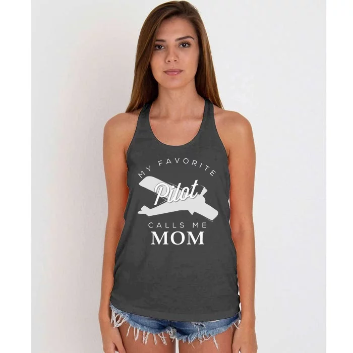 Mom Mother Son Daughter Airplane Pilot Birth Day Women's Knotted Racerback Tank