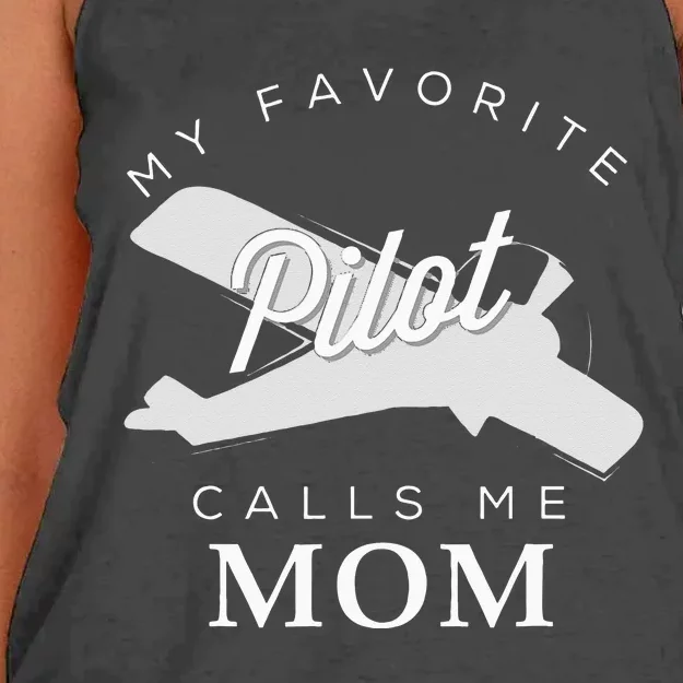 Mom Mother Son Daughter Airplane Pilot Birth Day Women's Knotted Racerback Tank