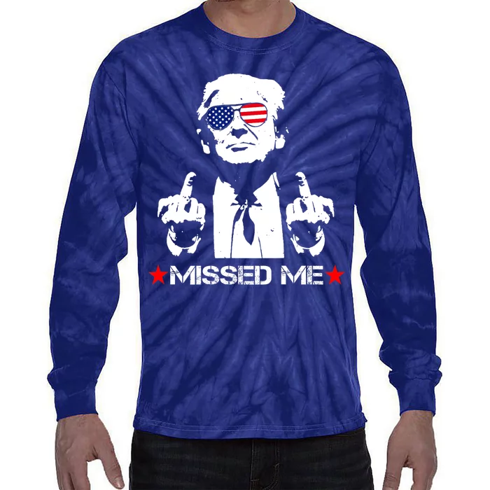 Miss Me Trump Shot Assassination Attempt 2024 Tie-Dye Long Sleeve Shirt